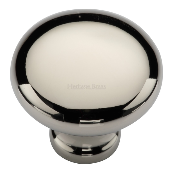 C113 32-PNF • 32 x 15 x 29mm • Polished Nickel • Heritage Brass Bun Cabinet Knob